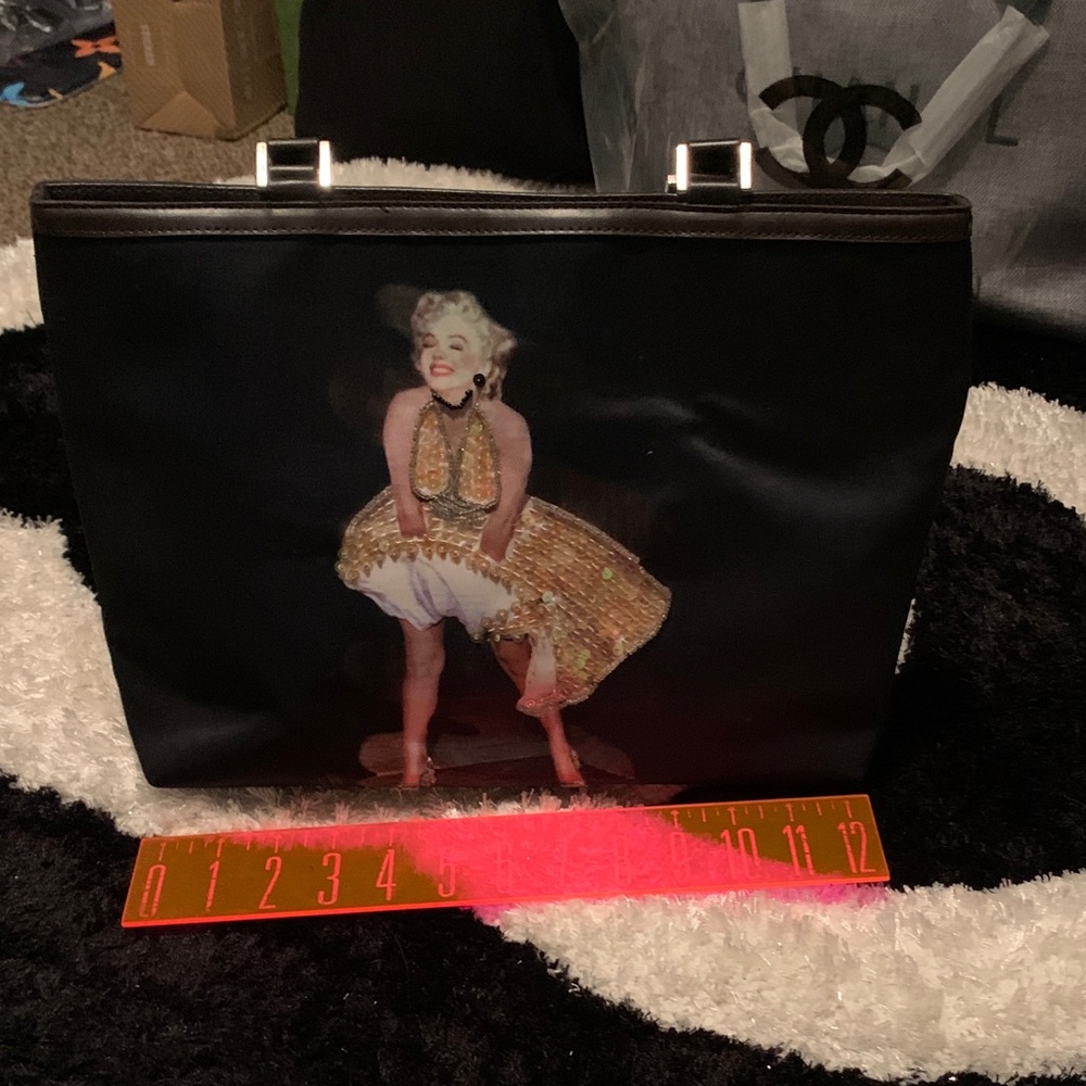 Stylish Black and Gold Sequin Marilyn Monroe Tote Bag